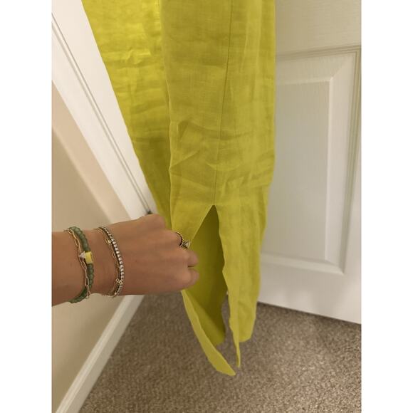 Magaschoni Linen Maxi Dress, Chartreuse, Women's Size 4, NWT - Picture 6 of 6